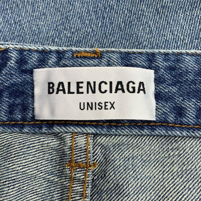 BALENCIAGA | 2021 | Distressed Denim Button Fly Pants | 25 | Indigo | Women's
