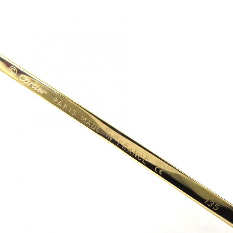 Cartier 2C Decor Two Point Rimless Sunglasses Gold Bold - 22 135 Demo Lens