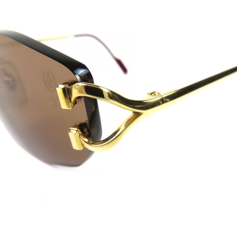 Cartier 2C Decor Two Point Rimless Sunglasses Gold Bold - 22 135 Demo Lens