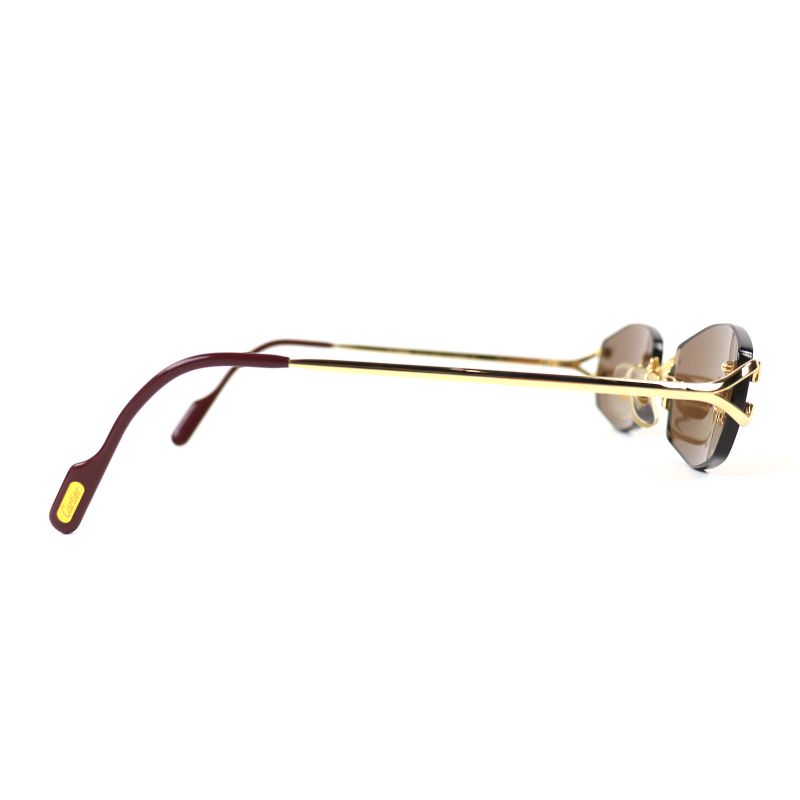 Cartier 2C Decor Two Point Rimless Sunglasses Gold Bold - 22 135 Demo Lens