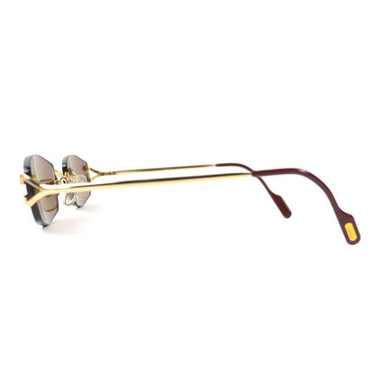 Cartier 2C Decor Two Point Rimless Sunglasses Gold Bold - 22 135 Demo Lens