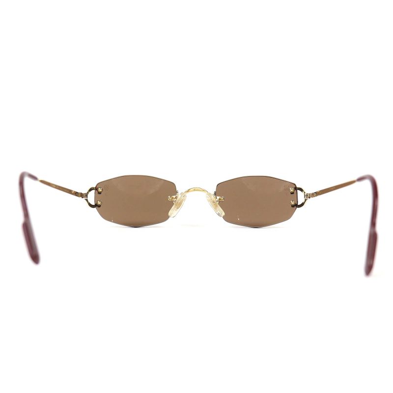 Cartier 2C Decor Two Point Rimless Sunglasses Gold Bold - 22 135 Demo Lens