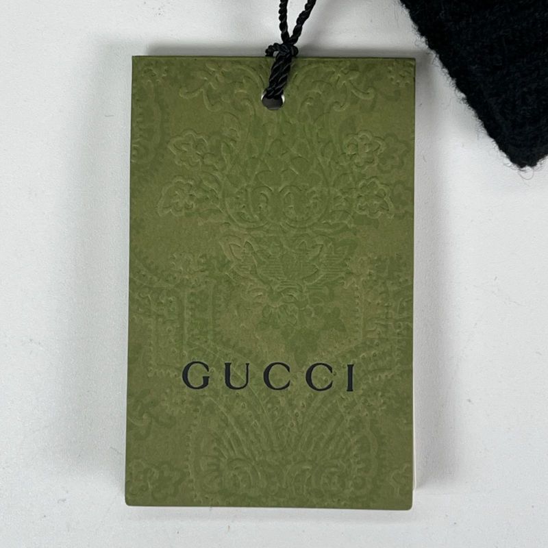 GUCCI 676827 100% Cashmere GG Knit Cap Hat Dark Gray M )