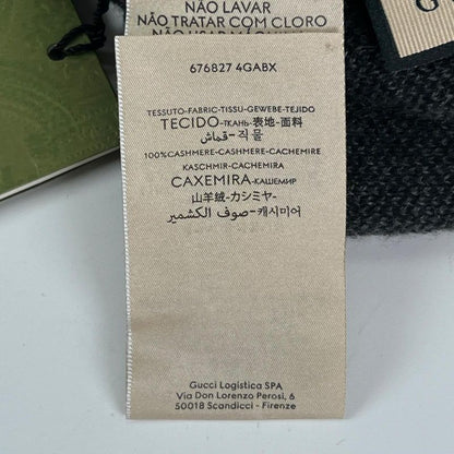 GUCCI 676827 100% Cashmere GG Knit Cap Hat Dark Gray M )
