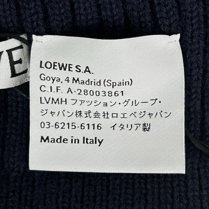 LOEWE F540257x23 100% Wool Logo Design Beanie Knit Cap Navy Blue Made