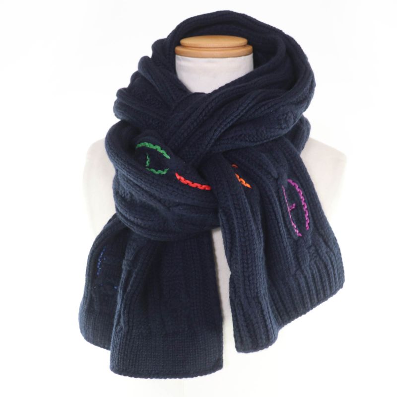 HERMES Tri-maillon 100% Cashmere Anyo Link Lamb Leather Chaine D'ancre Knitted