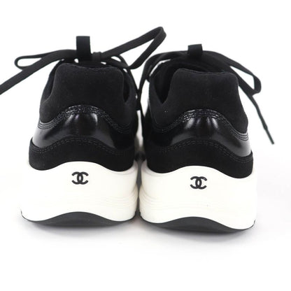 CHANEL G46609 Coco Mark Leather Low Cut Sneakers - Black White 37 Boxes