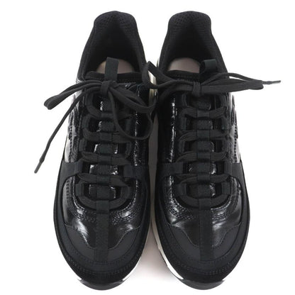 CHANEL G46609 Coco Mark Leather Low Cut Sneakers - Black White 37 Boxes