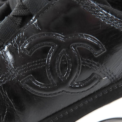 CHANEL G46609 Coco Mark Leather Low Cut Sneakers - Black White 37 Boxes