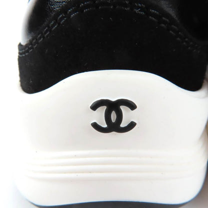 CHANEL G46609 Coco Mark Leather Low Cut Sneakers - Black White 37 Boxes