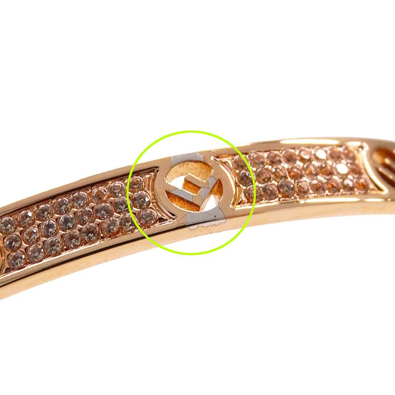 FENDI Bracelet Women's Brand Rhinestone F Is FENDI Bracelet Pink Gold L Size