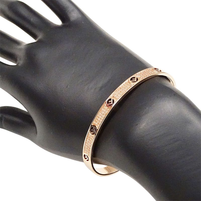 FENDI Bracelet Women's Brand Rhinestone F Is FENDI Bracelet Pink Gold L Size