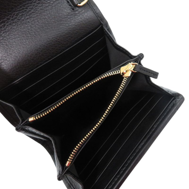 GUCCI Chain Wallet Blondie 725219 Leather Black Bifold Wallet 1206 GUCCI