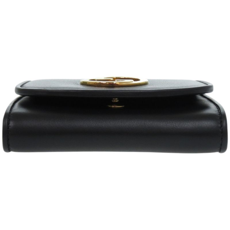 GUCCI Chain Wallet Blondie 725219 Leather Black Bifold Wallet 1206 GUCCI