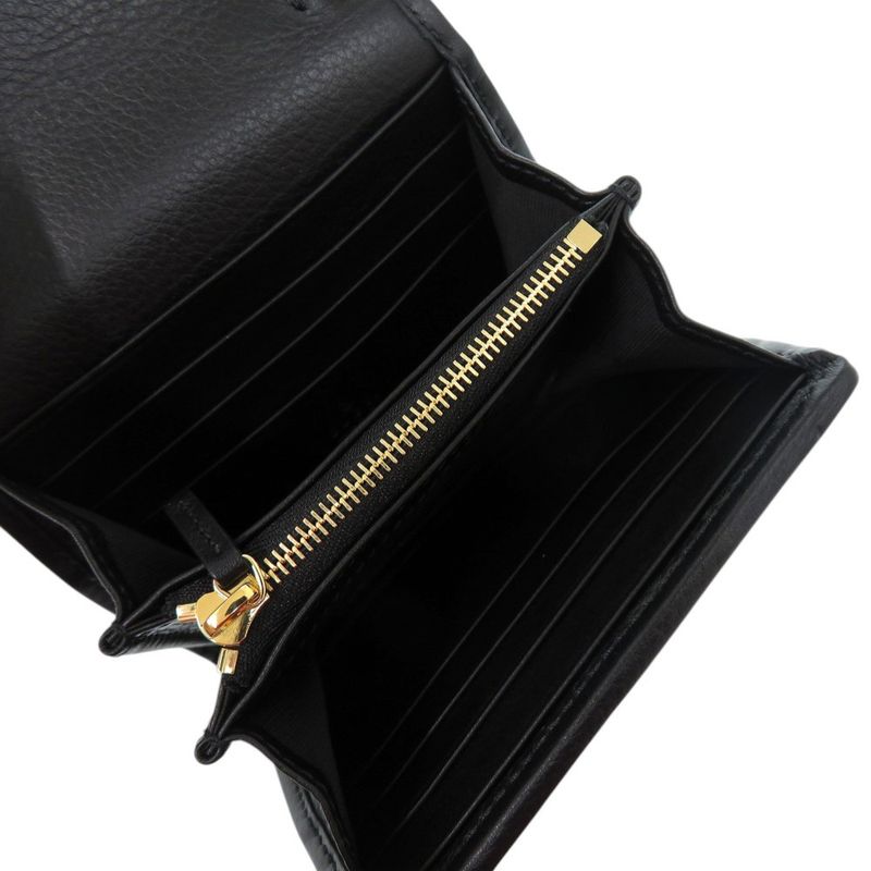 GUCCI Chain Wallet Blondie 725219 Leather Black Bifold Wallet 1206 GUCCI
