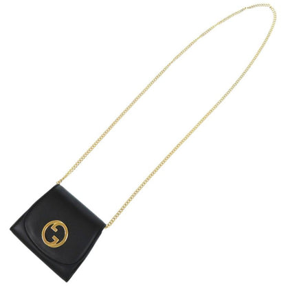 GUCCI Chain Wallet Blondie 725219 Leather Black Bifold Wallet 1206 GUCCI