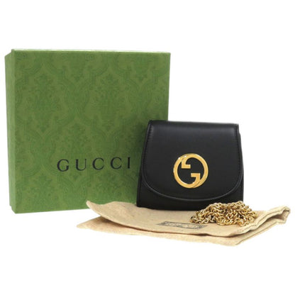 GUCCI Chain Wallet Blondie 725219 Leather Black Bifold Wallet 1206 GUCCI