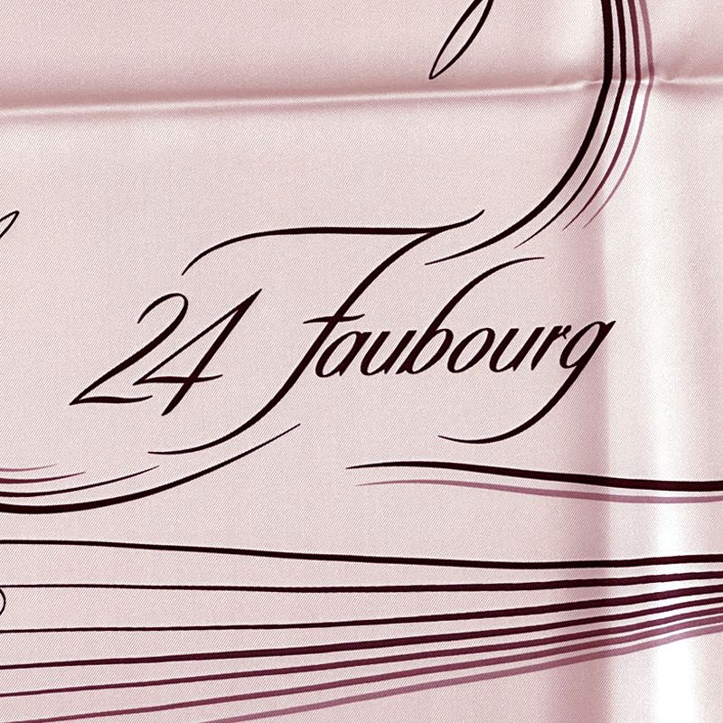 HERMES Scarf Carre 90 24 Faubourg 24 Faubourg Ladies Brand Silk Pink Elegant