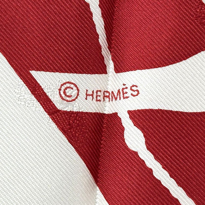 HERMES Scarf Carre 90 Clic Clac Clic Clac Women's Brand Silk Red White Horse
