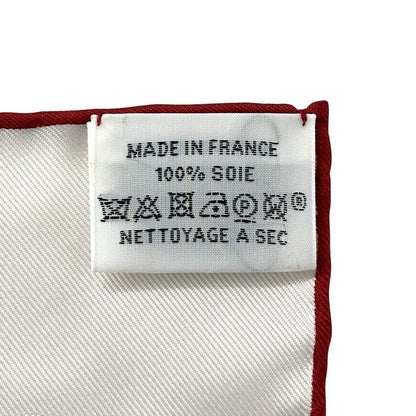HERMES Scarf Carre 90 Clic Clac Clic Clac Women's Brand Silk Red White Horse