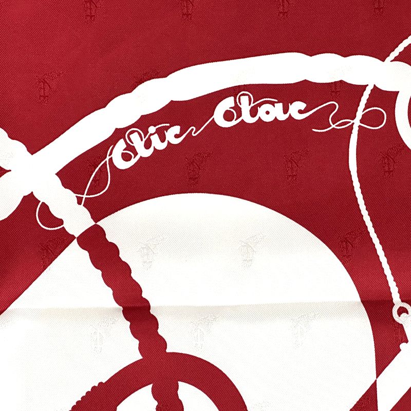 HERMES Scarf Carre 90 Clic Clac Clic Clac Women's Brand Silk Red White Horse