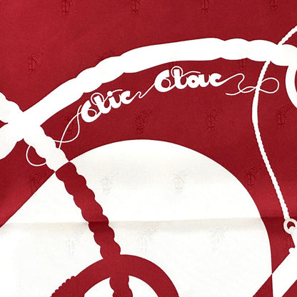 HERMES Scarf Carre 90 Clic Clac Clic Clac Women's Brand Silk Red White Horse