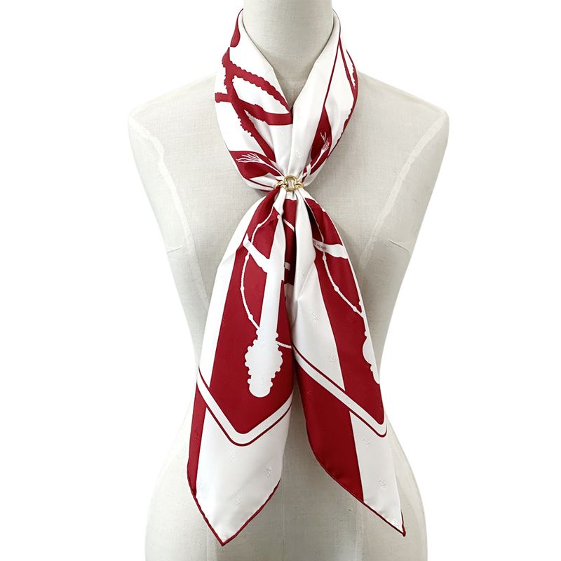 HERMES Scarf Carre 90 Clic Clac Clic Clac Women's Brand Silk Red White Horse