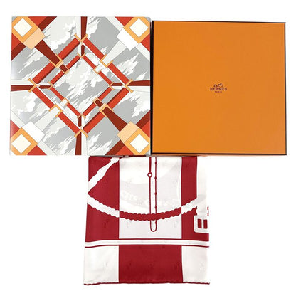HERMES Scarf Carre 90 Clic Clac Clic Clac Women's Brand Silk Red White Horse