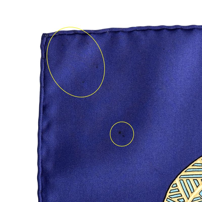 HERMES Scarf Carre 90 ART Des Steppes Step Art Ladies Brand Silk Navy Multicolor