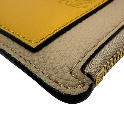 LOEWE Wallet Ladies Brand Anagram Coin Case Leather Fragment Case Greige Yellow