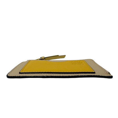 LOEWE Wallet Ladies Brand Anagram Coin Case Leather Fragment Case Greige Yellow