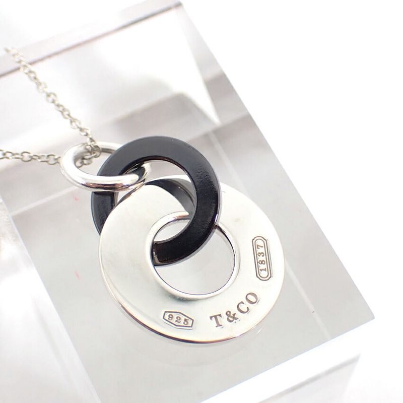 Tiffany & Co 925 Titanium Interlocking Necklace J132-1