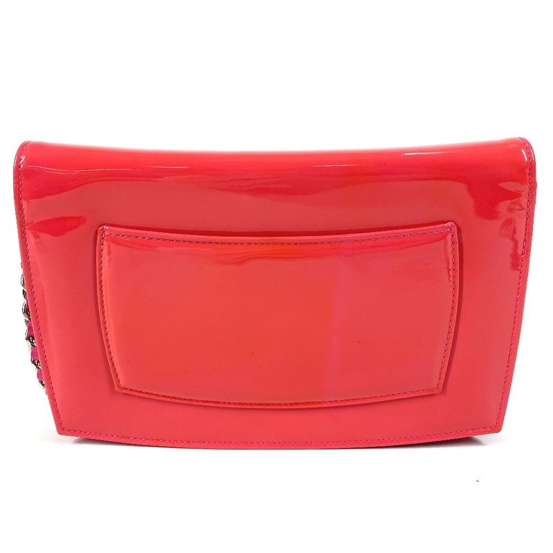 CHANEL Long Wallet Chain Wallet Patent Leather Pink