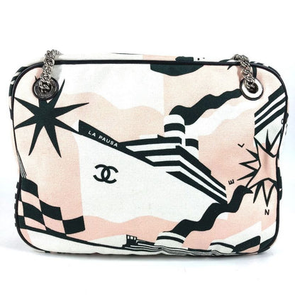 CHANEL Shoulder Bag LA Pausa Leather Canvas Pink