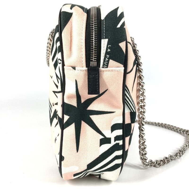 CHANEL Shoulder Bag LA Pausa Leather Canvas Pink