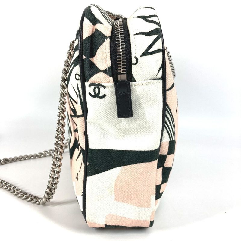 CHANEL Shoulder Bag LA Pausa Leather Canvas Pink