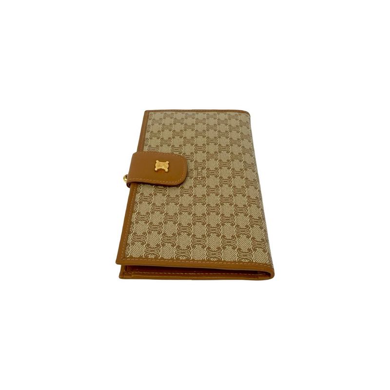 CELINE Vintage Macadam Pattern Triomphe Logo Hardware Leather Genuine Leather