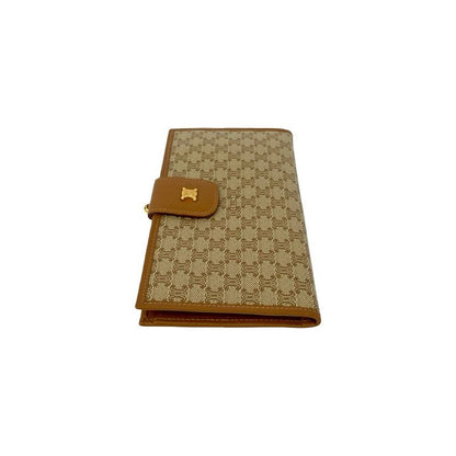 CELINE Vintage Macadam Pattern Triomphe Logo Hardware Leather Genuine Leather