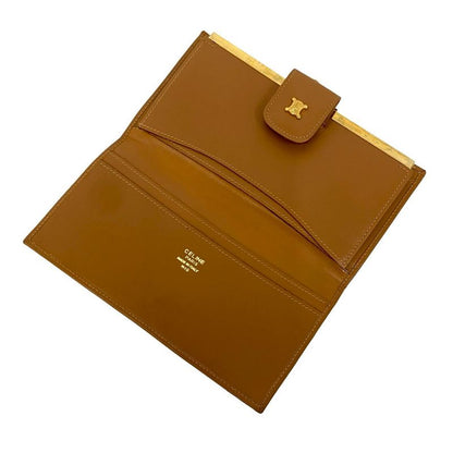 CELINE Vintage Macadam Pattern Triomphe Logo Hardware Leather Genuine Leather