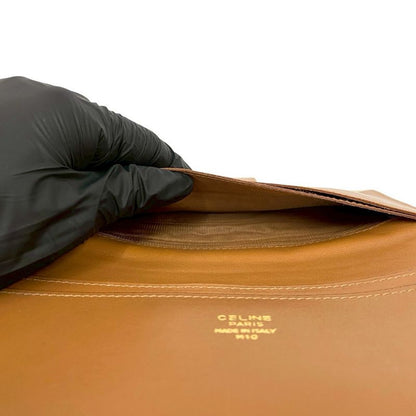 CELINE Vintage Macadam Pattern Triomphe Logo Hardware Leather Genuine Leather