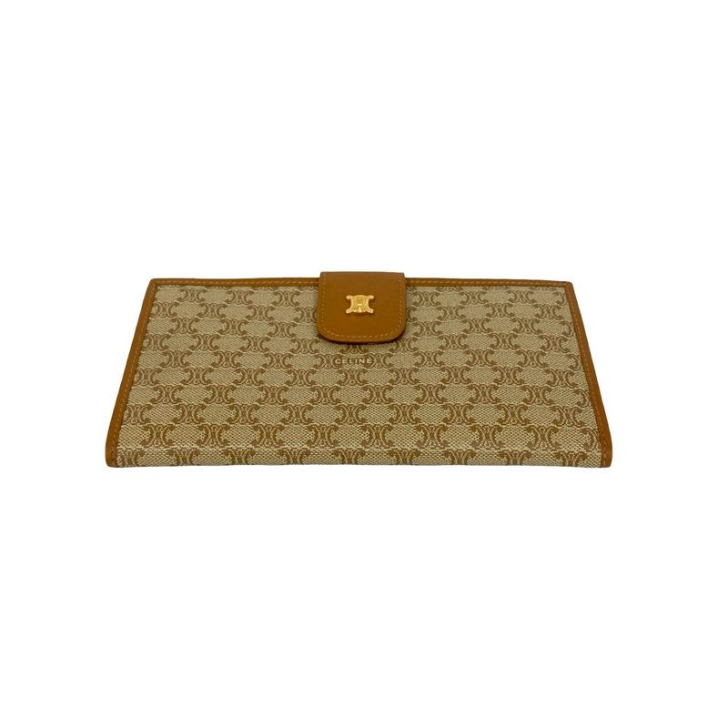 CELINE Vintage Macadam Pattern Triomphe Logo Hardware Leather Genuine Leather
