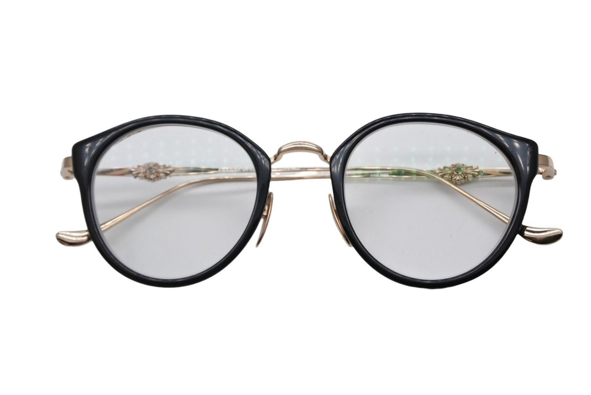 Chrome Hearts Dig Big Sunglasses Eyewear 45 Floral Cross Black Gold
