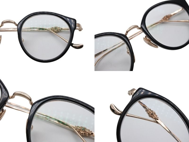 Chrome Hearts Dig Big Sunglasses Eyewear 45 Floral Cross Black Gold — view 3