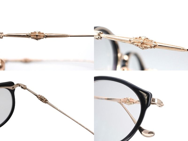 Chrome Hearts Dig Big Sunglasses Eyewear 45 Floral Cross Black Gold — view 5