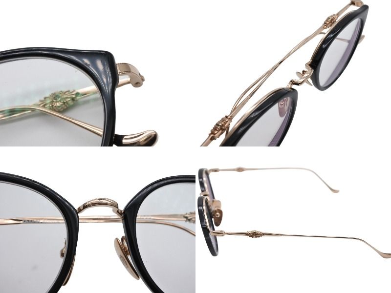 Chrome Hearts Dig Big Sunglasses Eyewear 45 Floral Cross Black Gold — view 4