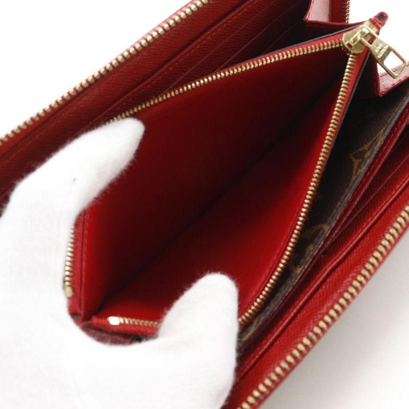 Louis Vuitton Zippi Wallet Retiro M61854 Monogram Canvas Threes Brown Red