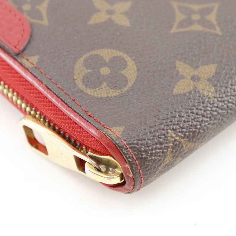 Louis Vuitton Zippi Wallet Retiro M61854 Monogram Canvas Threes Brown Red