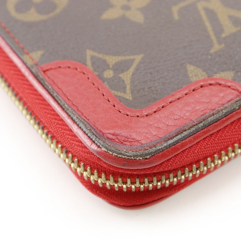 Louis Vuitton Zippi Wallet Retiro M61854 Monogram Canvas Threes Brown Red