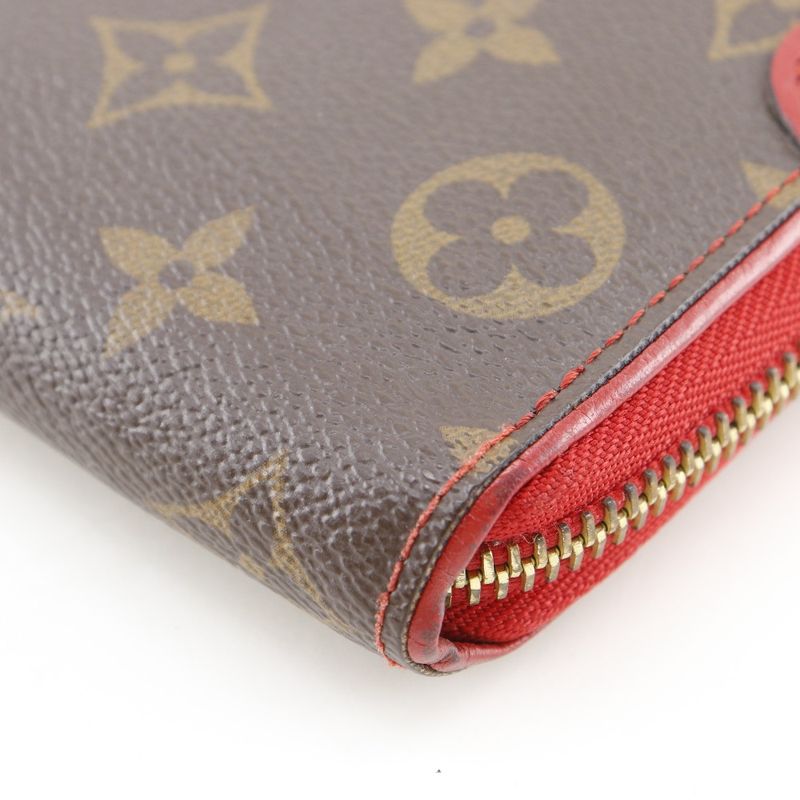 Louis Vuitton Zippi Wallet Retiro M61854 Monogram Canvas Threes Brown Red