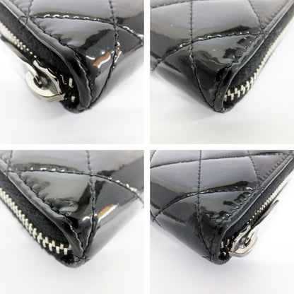 CHANEL Long Wallet Matelasse Round Zipper-black Silver-hardware